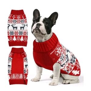Christmas Dog Sweaters for Small‎ Dogs Girl, Soft Warm Pup Size Medium, Red